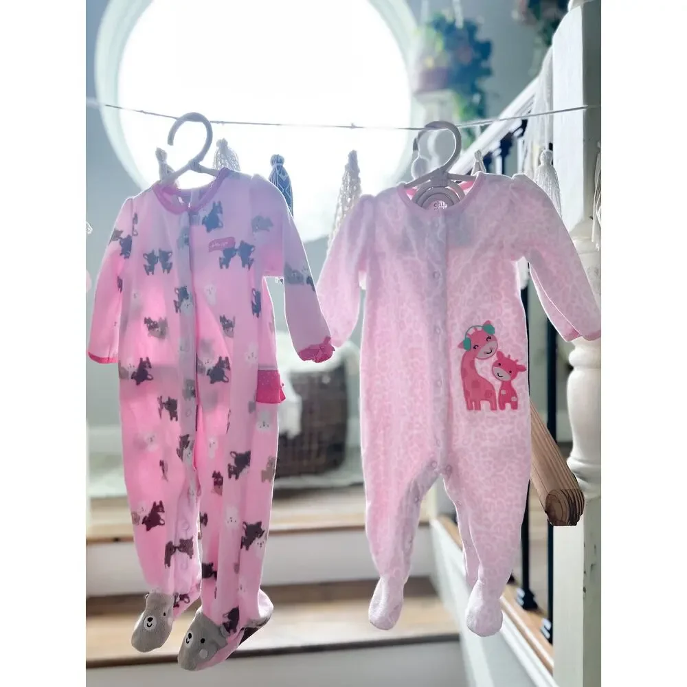 3 Cozy Fleece Footed Pajama Sleepers 3-6mths